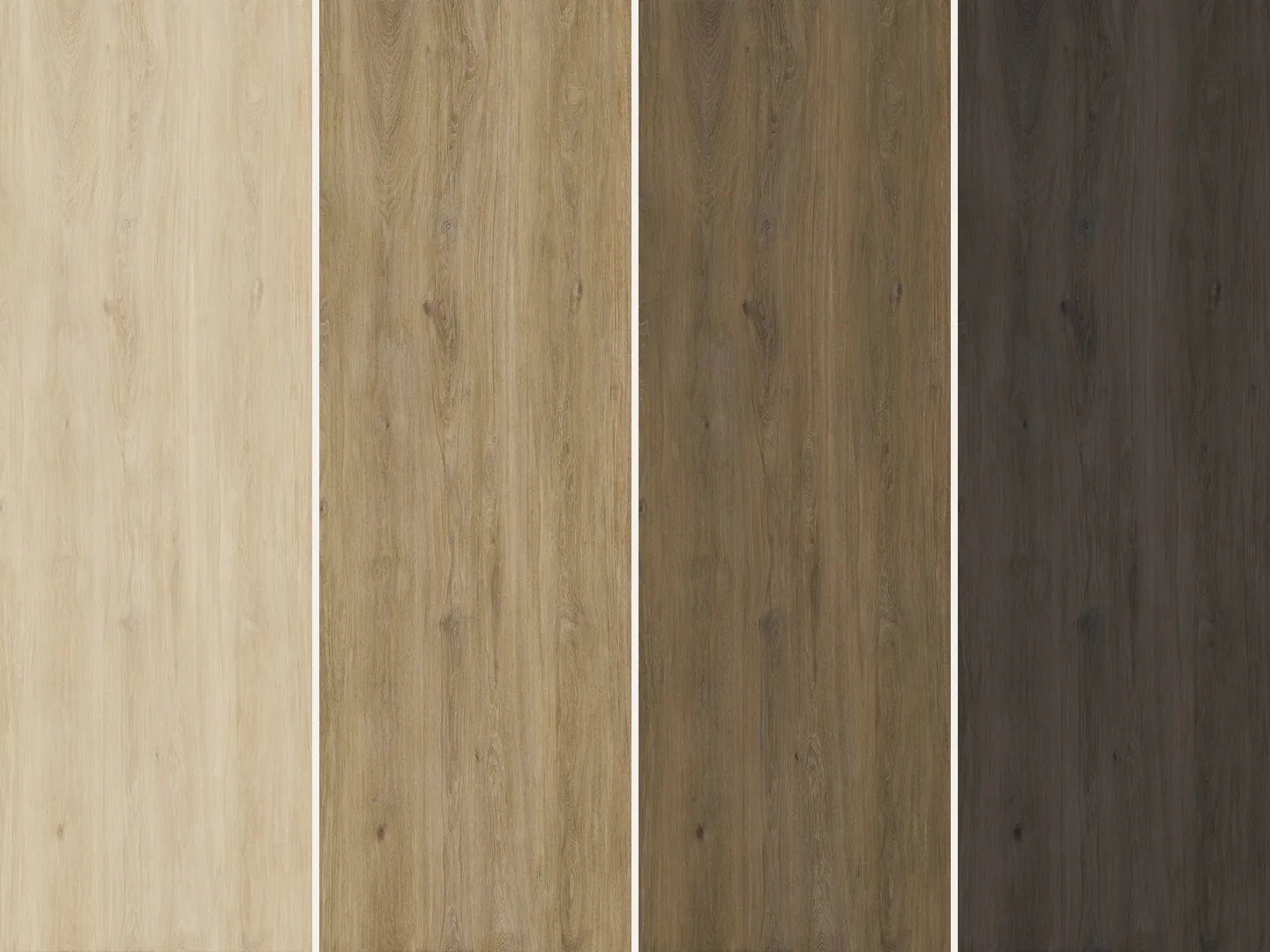 Четыре декора Laminam Ki No Bi от светлого к тёмному: Enoki, Sugi, Kuri и Acai