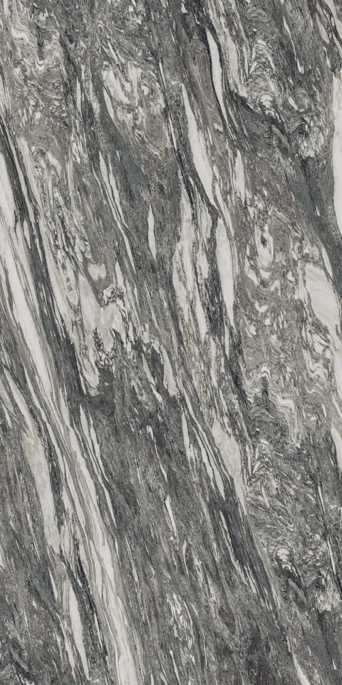 Плита Laminam RARE Breccia Medicea Book Match с контрастным чёрно-белым рисунком